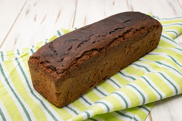 A loaf of black yeast-free bread.