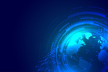 global earth blue technology digital background design