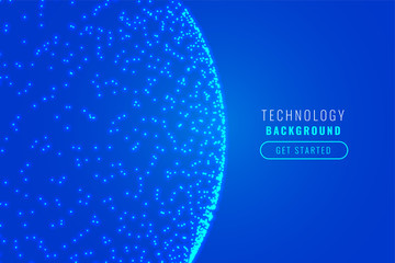 glowing sphere technology particle blue background design