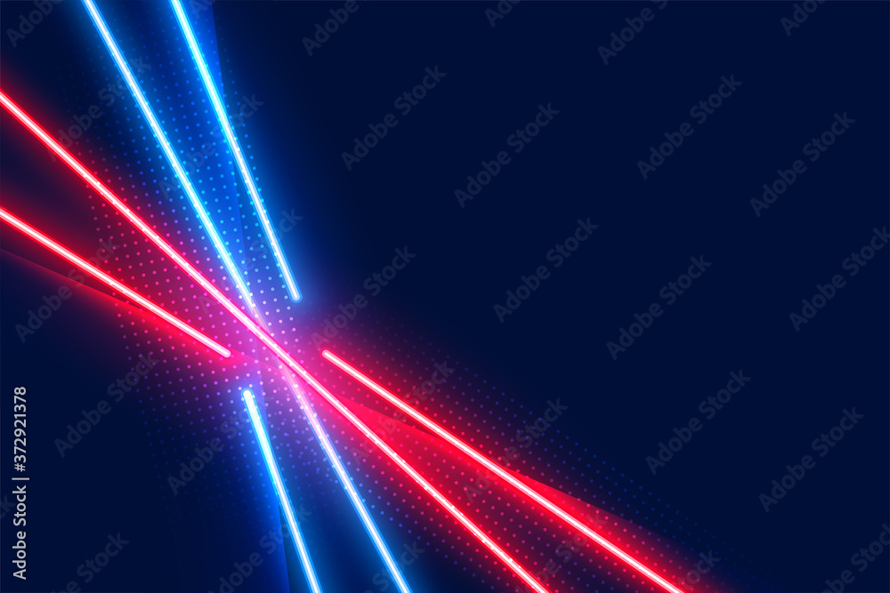 Canvas Prints neon led light effect lines in blue and red colors