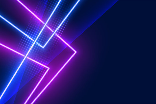 Blue And Purple Geometric Neon Light Effect Lines Background