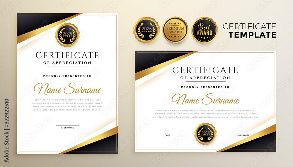 Sticker modern certificate of appreciation template for multipurpose use