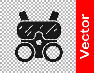 Black Gas mask icon isolated on transparent background. Respirator sign. Vector.