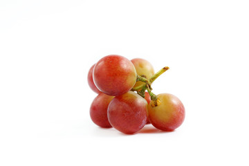 Red grapes on the vine on a white background