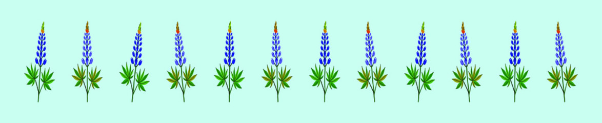 set of bluebonnet with leaves cartoon icon design template in various models. vector illustration