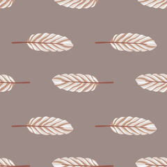 Pastel hand drawn floral ornament with leaf elements. Botanic artwork with white elements and grey background.