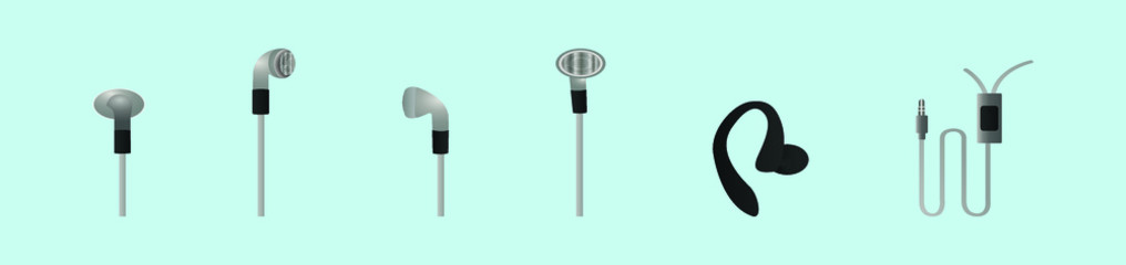 set of earphones cartoon icon design template  with various models. vector illustration
