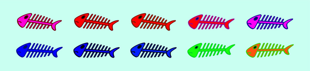 set of fish bone cartoon icon design template  with various models. vector illustration