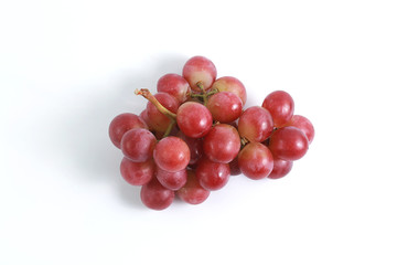 Red grapes on the vine on a white background