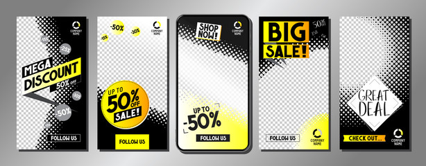 Social media advertisement - sale templates - vector illustration, 16:9 proportions