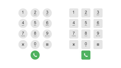 Two types of keyboard on a smartphone. Numeric keypad for phone calls. Vector illustration  © Bon_man