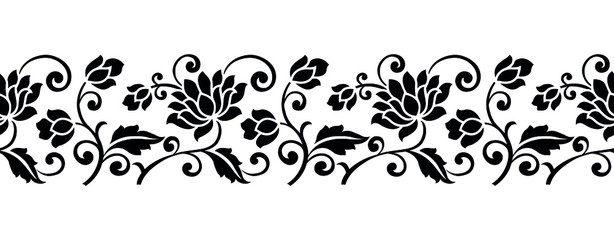 Seamless vector lotus flower border design