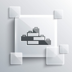 Grey Toy building block bricks for children icon isolated on grey background. Square glass panels. Vector.