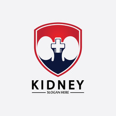 Kidney Shield Logo Template Design Vector, Emblem, Design Concept, Creative Symbol, Icon.