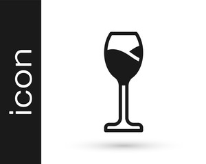 Black Wine glass icon isolated on white background. Wineglass icon. Goblet symbol. Glassware sign. Happy Easter. Vector.