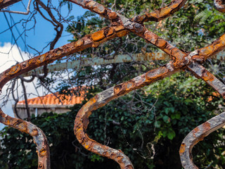 A fragment of a rusty iron gate, Orebic, Croatia