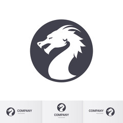 Dragon Head in Circle. Logos Design Concepts, for Your Company or Brand Identity on White Background
