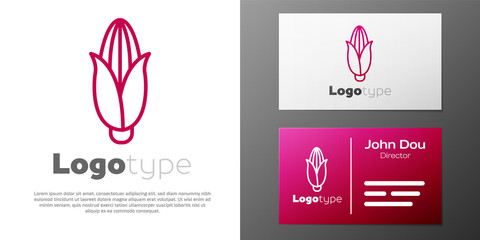 Logotype line Corn icon isolated on white background. Logo design template element. Vector Illustration.