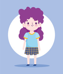 cartoon character little girl pupil school uniform