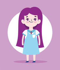 cartoon character little girl pupil school uniform