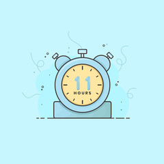 11 hour alarm clock, timer, stopwatch vector time symbol. 11 hour vector icon flat illustration.