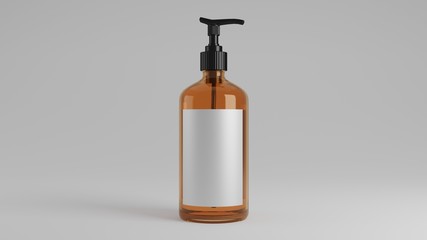 Bottle Mockup Amber-3D Illustration