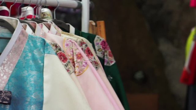 Hanbok colorful Korean traditional dresses for tourist rental in Bukchon Seoul Korean