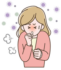 Woman coughing with infection