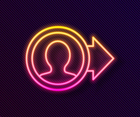 Glowing neon line Create account screen icon isolated on black background. Vector.