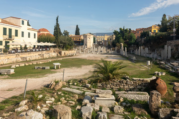 Fototapeta na wymiar Remains of Roman Agora in the old town of Athens, Greece
