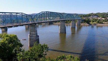 Fototapeta na wymiar Chattanooga, Tennessee, United States. The Walnut Street Bridge viewed from the southeast.