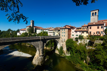 Cividale del Friuli and the Devils Bridge on the Natisone river. Italy. High quality photo