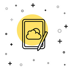 Black line Weather forecast icon isolated on white background. Random dynamic shapes. Vector.