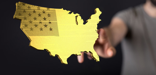 usa america map flag concept banner