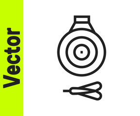 Black line Classic dart board and arrow icon isolated on white background. Dartboard sign. Game concept. Vector.