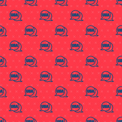 Blue line USA label icon isolated seamless pattern on red background. United States of America. Vector.