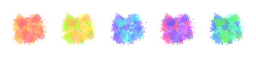 set of 5 watercolour splatter vector patterns, with transparency (not fully opaque). 