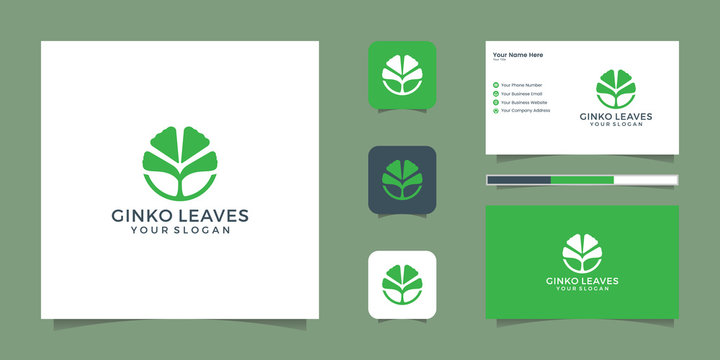 Ginkgo Leave Circle and business card