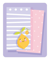 cute food nutrition cartoon character lemon papers cards