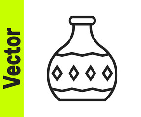 Black line Tequila bottle icon isolated on white background. Mexican alcohol drink. Vector.