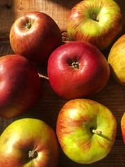 Seasonal fresh green apples on the table