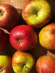 Seasonal fresh green apples on the table