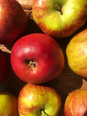 Seasonal fresh green apples on the table