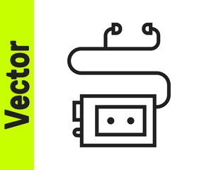 Black line Museum audio guide icon isolated on white background. Headphones for excursions. Vector.