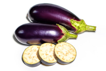 eggplant or aubergine vegetable on white background