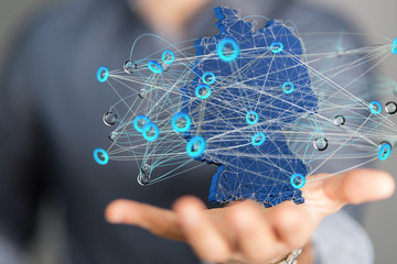 Abstract of germany map network in hand