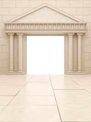 Portal with columns in antique style. Building with a portal in the antique style. 3D Render