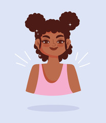 african american young woman portrait cartoon character