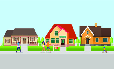 Selling or buying a house. House project, real estate concept, flat style illustration.