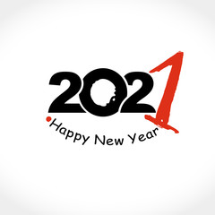 2021 Happy New Year logo text design. Black and red 2021 with wishes vector template. Brochure design template, card, poster, banner.